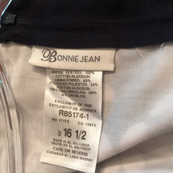 Dress Girl’s By Bonnie Jean  Size 16 1/2- Navy, White snd Lime Green - Picture 9 of 12